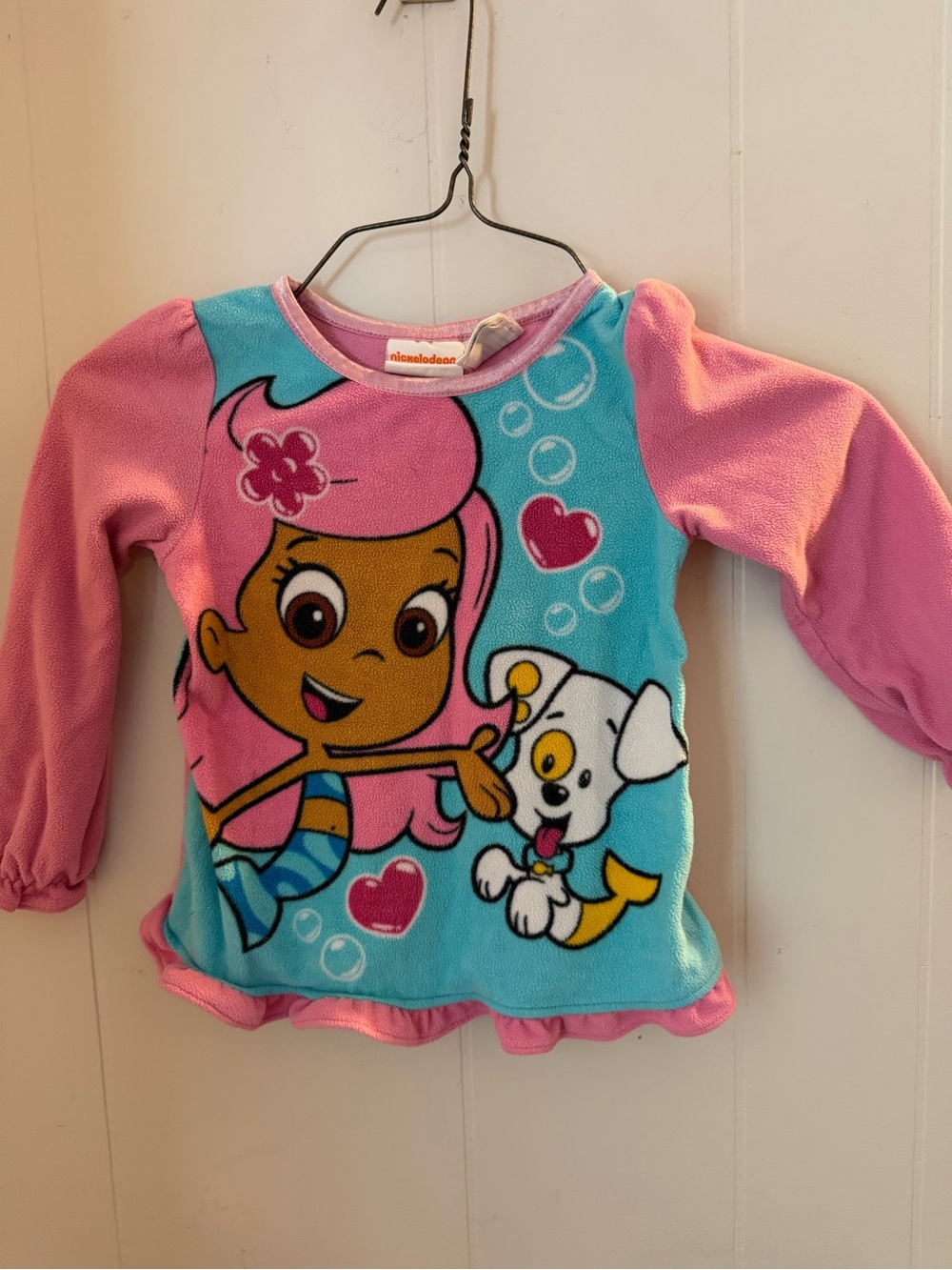 Nickelodeon Bubble Guppies Pink & Aqua Long Sleeve Girls Top